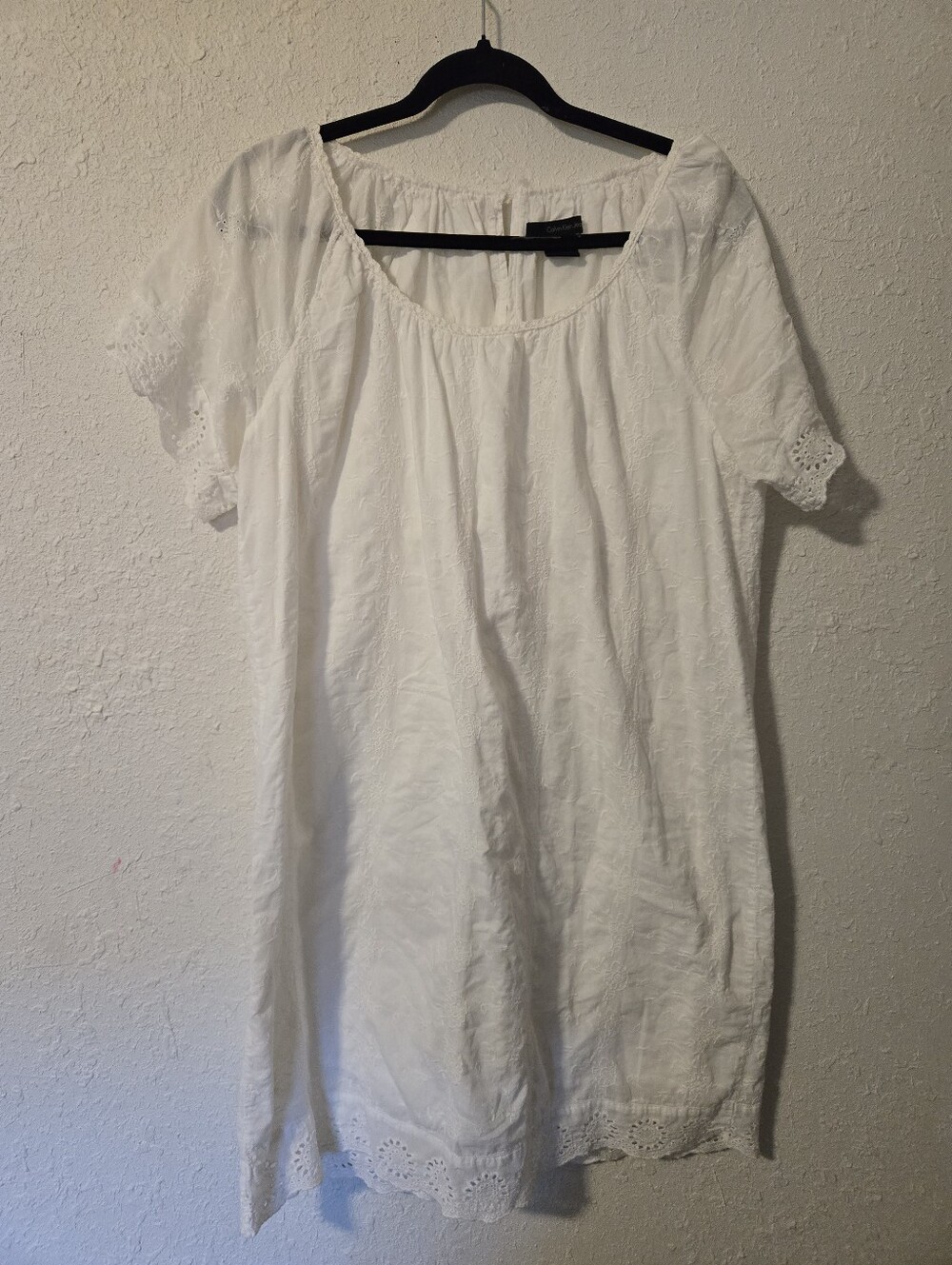 Calvin Klein White Eyelet Short Sleeve Tunic Dress
